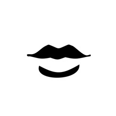 Lips logo black and white, flat style isolate