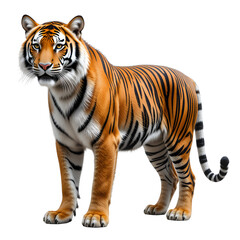 Obraz premium Tiger PNG isolated on a Transparent background, Side view, tiger standing full body HD image generated by Ai. 