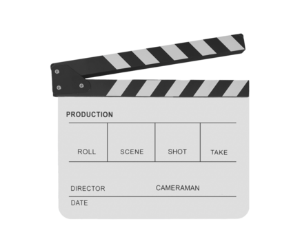 Movie slate / clapperboard isolated on transparent background