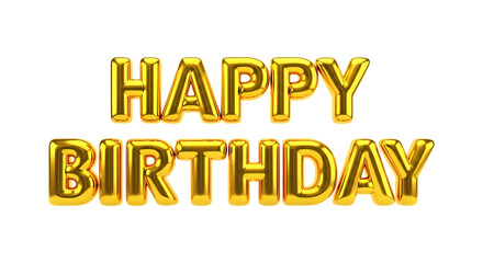 Fototapeta premium Luxurious Golden Inflatable Balloon Lettering Spelling Happy Birthday Isolated On Transparency Ready For Festive Celebrations Parties And Joyful Greeting Card Designs