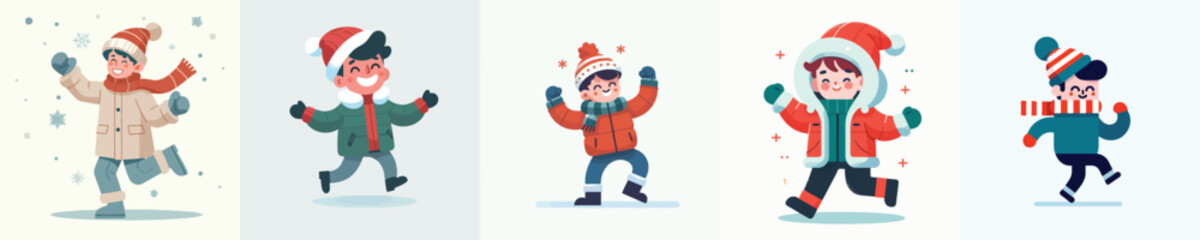 vector little boy dancing to welcome Christmas
