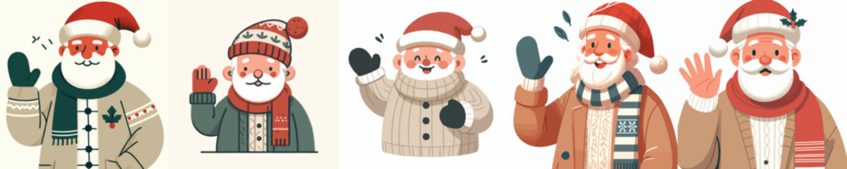 vector grandfather say hello christmas happily