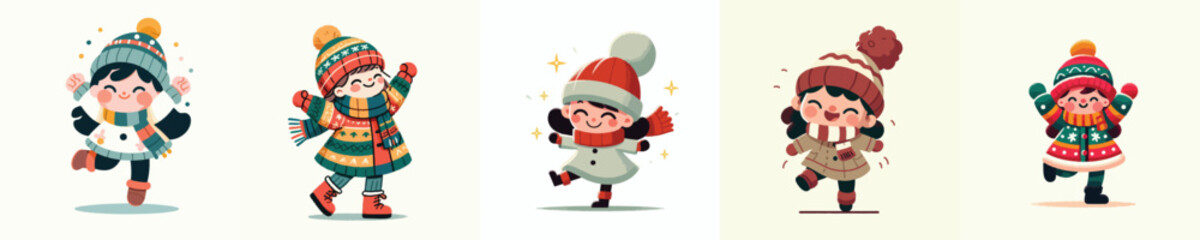 vector little girl dancing to welcome Christmas