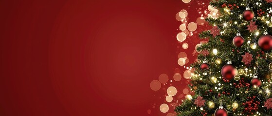A Christmas tree with red ornaments and sparkling lights enhances the joy and warmth of the holiday season, inviting celebration