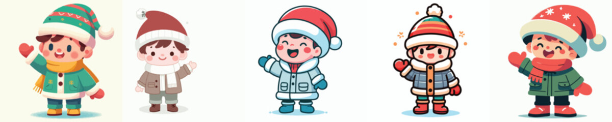 vector little boy say hello christmas happily