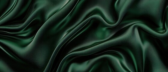 Luxurious dark green fabric lies smoothly, highlighting its soft texture and gentle sheen, ideal for creative projects or decor