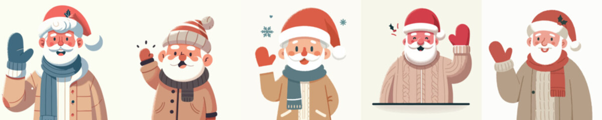 vector grandfather say hello christmas happily