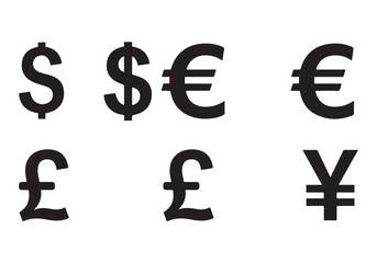 Set of Flat Business Icons, money signs - stock vector Sharp and minimal vector design