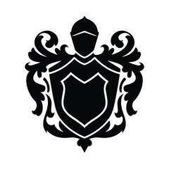 Heraldic Coat Arms Crest Shield Knight Armor Protection Symbol Vintage Vector Illustration