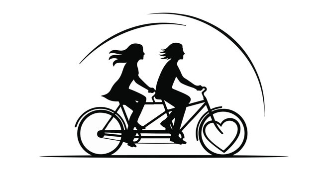 Joyful couple enjoying a tandem bike ride together, symbolizing partnership and shared adventures.