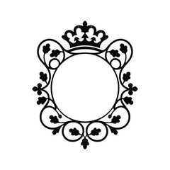 Royal Frame Crown Ornament Border Decorative Art Antique Emblem Vector Illustration