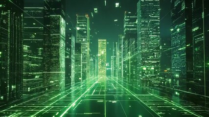 Digital city experiencing a futuristic wired network - Powered by Adobe