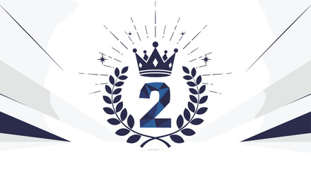 A striking graphic representing the second place in a competition or ranking system featuring a royal crown atop a laurel wreath.