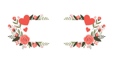 A beautiful floral frame design with hearts and roses for your special occasions.