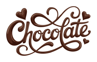 vector lettering Chocolate, hand drawn on background