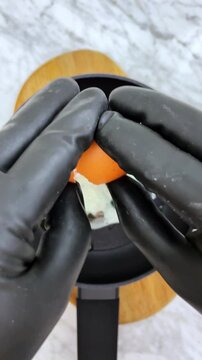 Egg being fried in hot pan