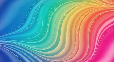 Obraz premium Smooth Flowing Rainbow Waves with Subtle White Lines abstract background