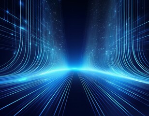 abstract blue digital network background with glowing lines and waves futuristic design technology concept vertical view