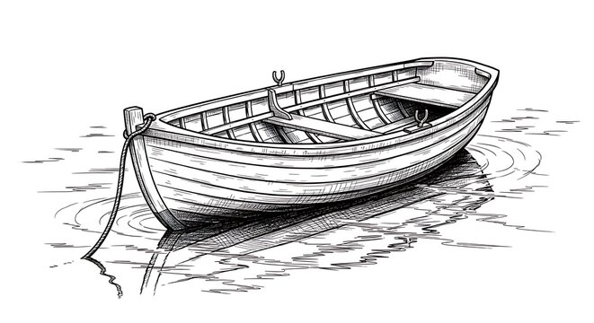 Rowboat illustration on water