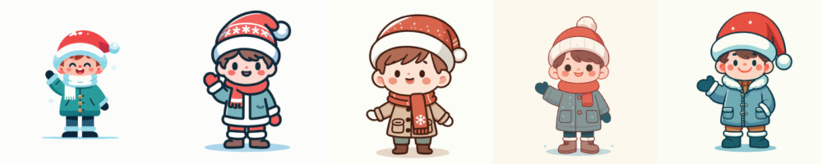 vector little boy say hello christmas happily