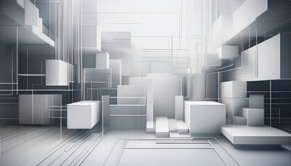abstract white squares and frames overlapping in a clean and modern design concept background graphic