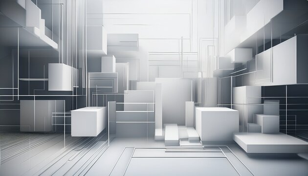 abstract white squares and frames overlapping in a clean and modern design concept background graphic