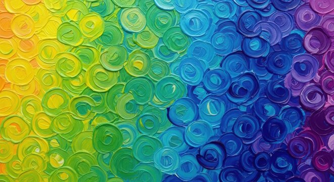 Thickly Applied Oil Paint Swirls in Rainbow Gradient abstract background - Powered by Adobe