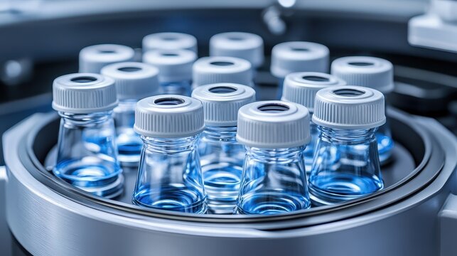 Close up of laboratory centrifuge tubes tightly sealed