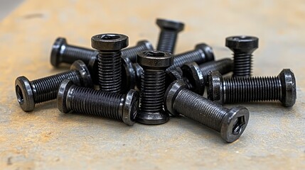 Close Up of Scattered Industrial Metal Bolts