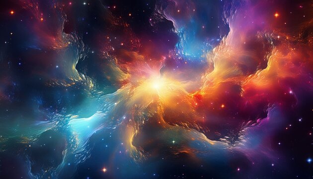 abstract background of a colorful deep space nebula a concept of cosmic creation and universal energy with stardust and stars