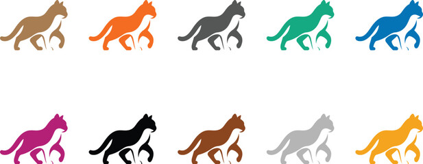 Colorful abstract animal silhouettes wildlife predator, Multicolor wild animal silhouettes graphic design