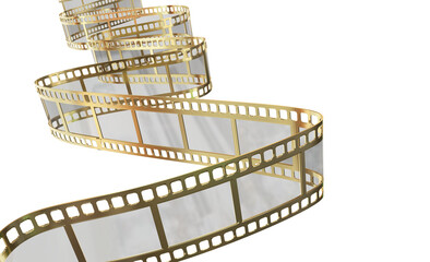 movie stripe film  golden background cinema video isolated - 3d rendering