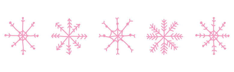 Pink Snowflake Collection &mdash; Hand-Drawn Minimalist Winter Elements