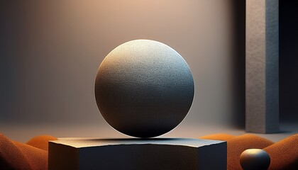 stone sphere balanced on a block
