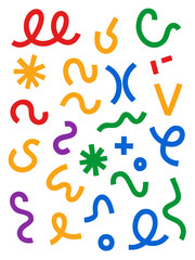 Set of colorful ribbon elements with alphabet letters and numbers for a fun education design