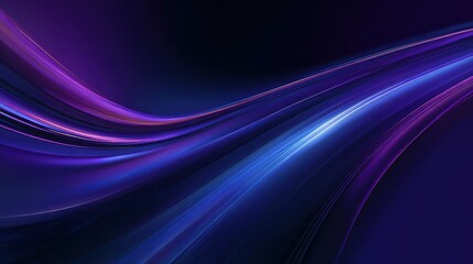 Abstract futuristic background with high-speed curved light trails in rich purple blue and magenta hues creating a data flow effect