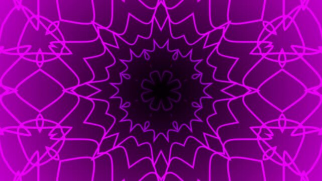 Purple kaleidoscope pattern with dark center great for abstract backgrounds, modern designs, digital art projects, and vibrant textiles.