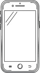 Illustration of a smartphone with a blank screen, featuring a simple outline style.