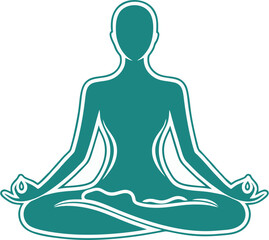 Silhouette of a person in a seated meditation pose, arms outstretched.