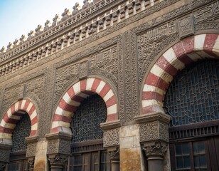 Obraz premium Intricate Architectural Design on Historic Building Facade in Cairo