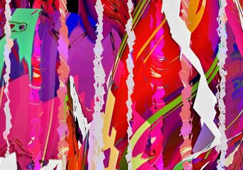 Abstract Striped Pattern with Wavy Red, Pink, and Purple Textured Lines and Dynamic Artistic Motion. Illustration