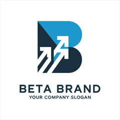 Modern Beta Brand Letter B Logo with Upward Arrows for Finance and Business Growth