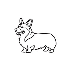 Pembroke welsh corgi outline vector flat illustration