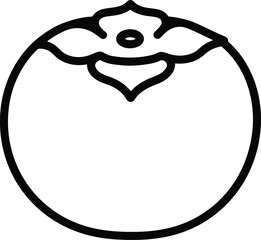 Illustration of a persimmon, showcasing its round shape and distinctive calyx for simple coloring book