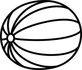 Illustration of a melon, showcasing its unique shape and striped pattern for simple coloring book