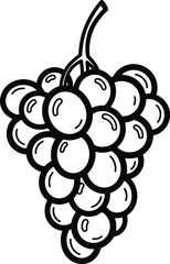 Illustration of a bunch of grapes, showcasing its clustered arrangement and round shape for simple coloring book