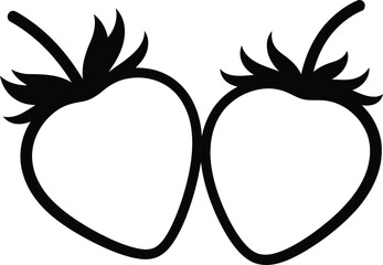 Two strawberries, a delicious and healthy fruit to enjoy during the summer for simple coloring book