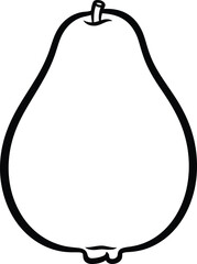 Simple illustration of a pear with a classic shape, , suitable for various design purposes for simple coloring book