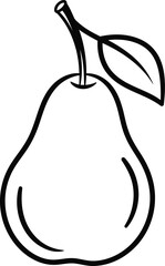 Illustration of a pear, a sweet and juicy fruit with a unique shape for simple coloring book