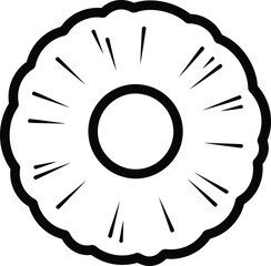Simple illustration of a pineapple slice, , showcasing its unique pattern and texture for simple coloring book
